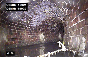 Brick storm sewer pipe CCTV image inspection