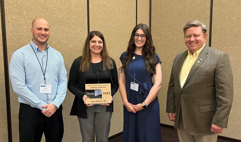Erin, pictured second from left with SDES President Kyle Kurth, SDES President-Elect Amy Hasvold and NSPE President and Director of Public Works Operations for Jefferson City, Missouri, Britt Smith.