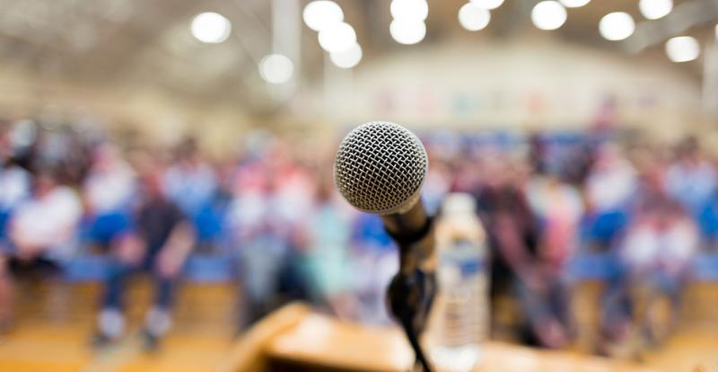 Podium with microphone