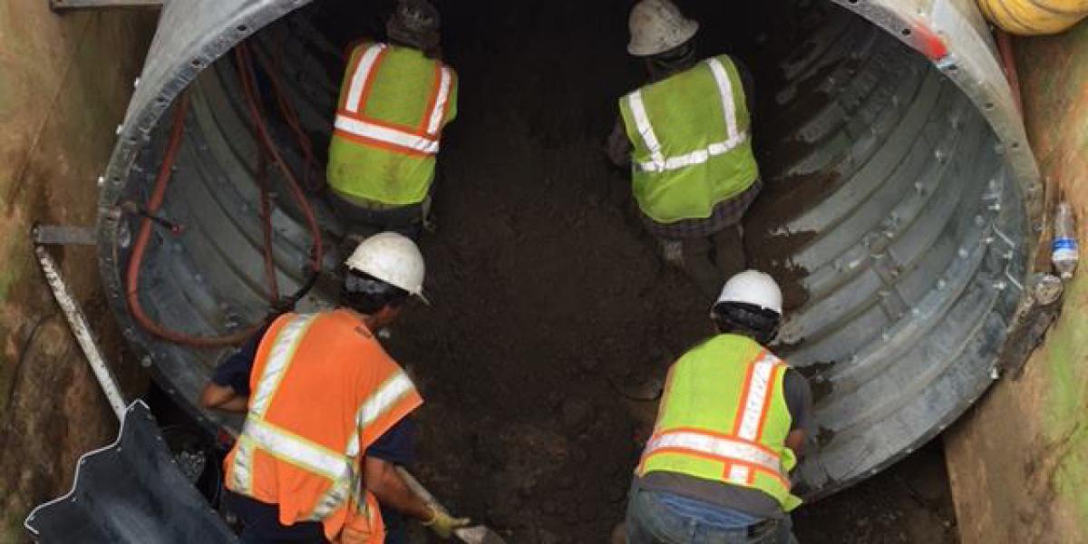 worker in railroad right-of-way