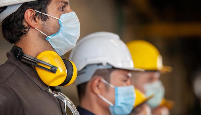 construction workers in masks