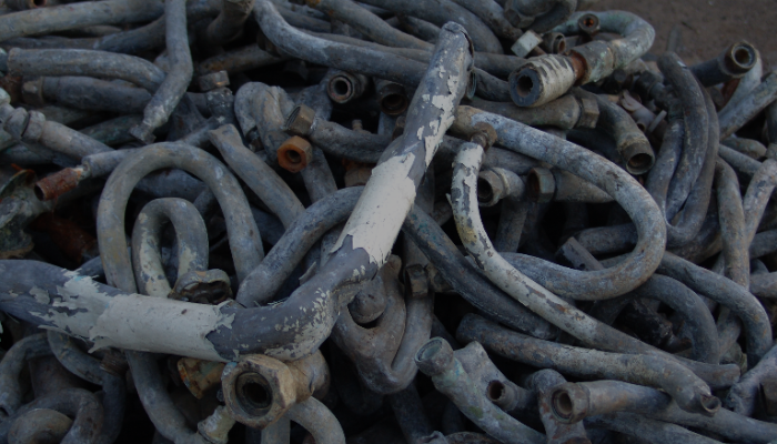 A pile of lead pipes